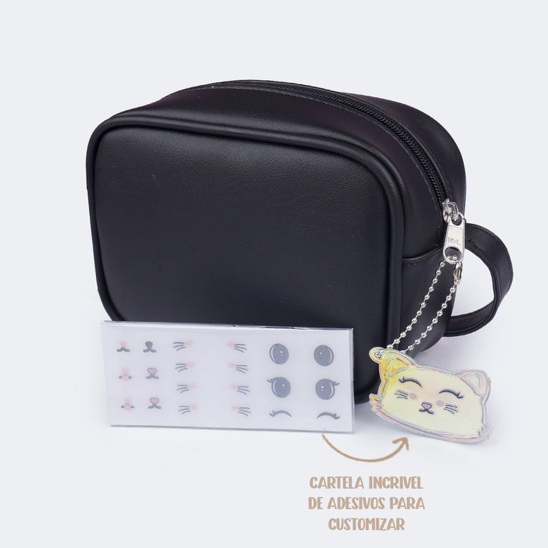 Bolsa Feminina com Chaveiro de Gatinho Preta