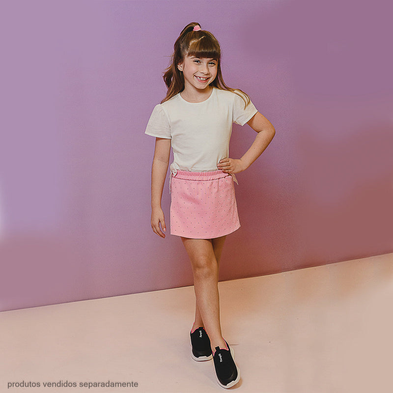 Short Saia Infantil Pampili em Alfaiataria Rosa