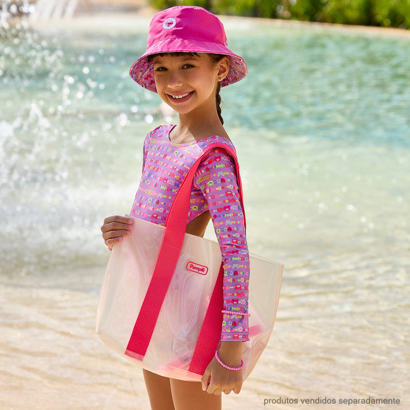 Bolsa de Praia Infantil Pampili Perolada Rosa Neon