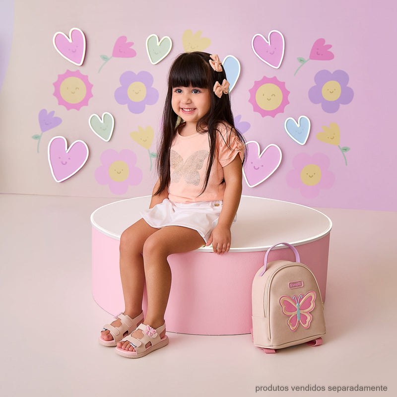 Camiseta Infantil Pampili com Borboleta Pêssego