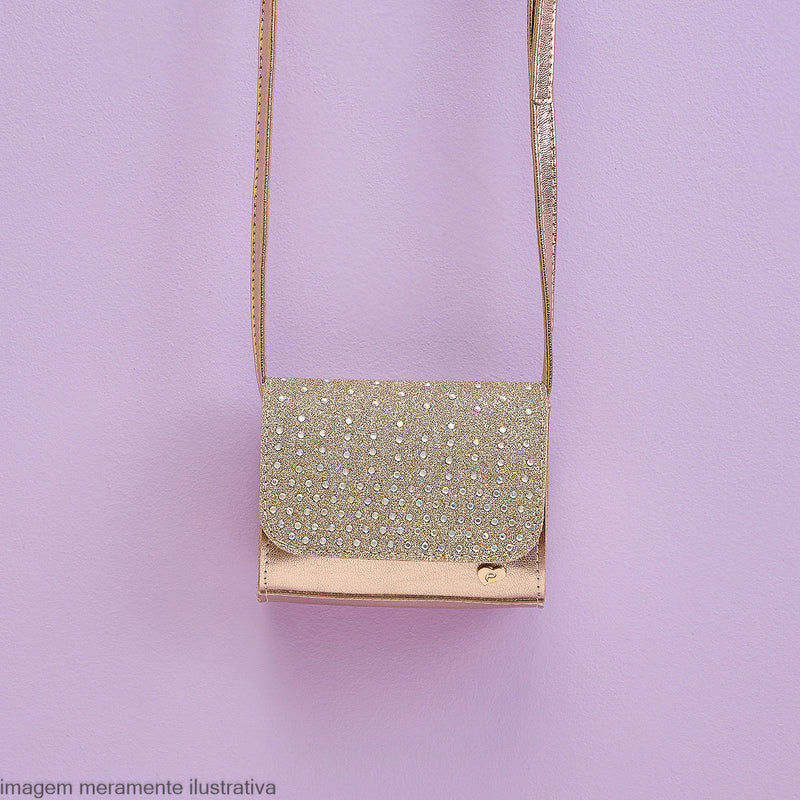 Bolsa Infantil Feminina Strass Dourada