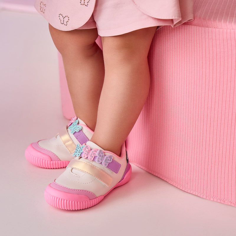 Tênis Infantil Pampili Yuyu Borboletas Branco Colorido