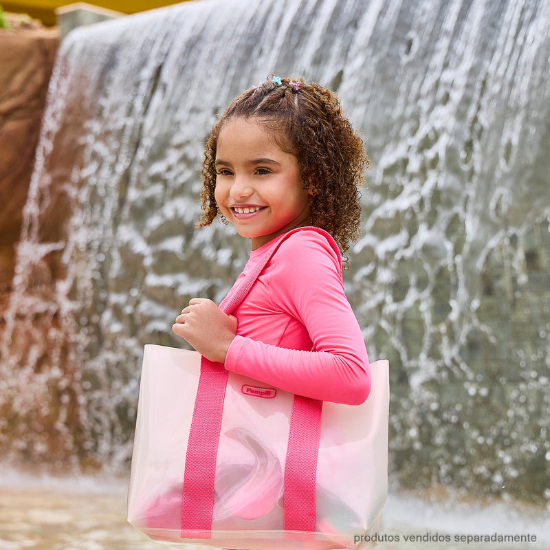 Bolsa de Praia Infantil Pampili Perolada Rosa Neon