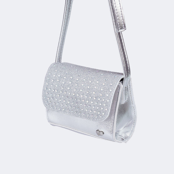 Bolsa Infantil Feminina Strass Prata