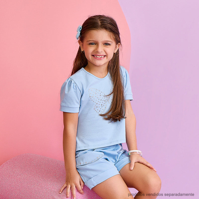 Short Infantil Pampili em Alfaiataria Azul Claro