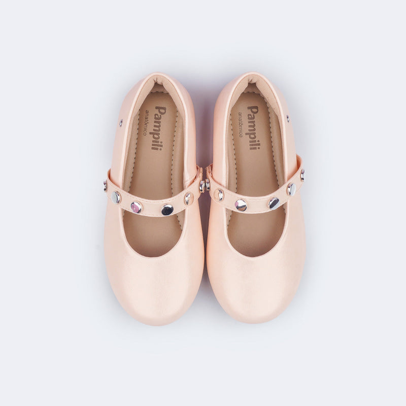 Sapatilha Infantil Pampili Vanilla Verniz Nude Cream