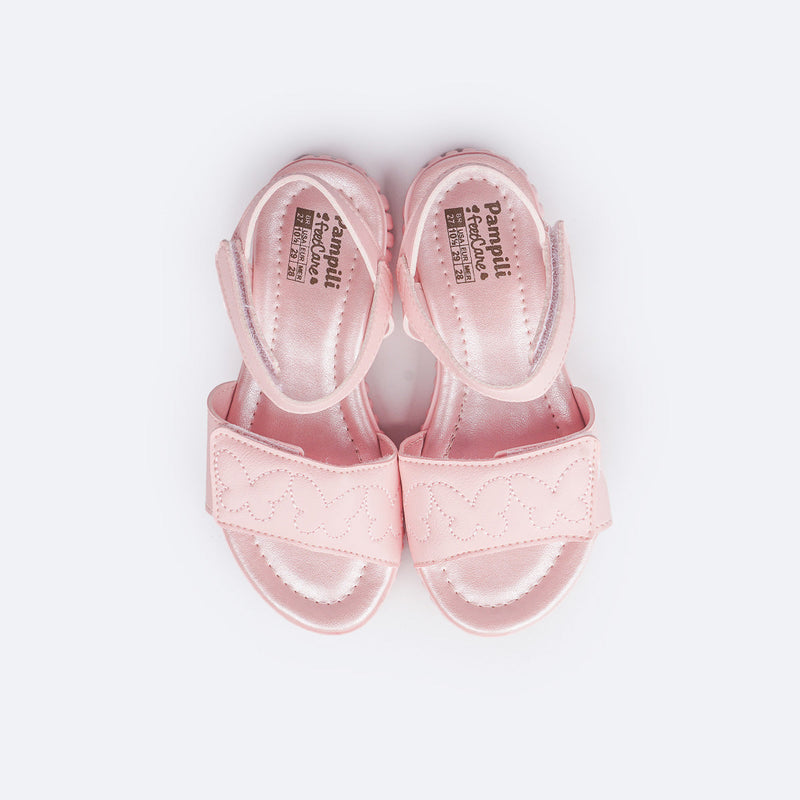 Sandália Papete Infantil Pampili Candy Borboleta Bordada Rosa Glace