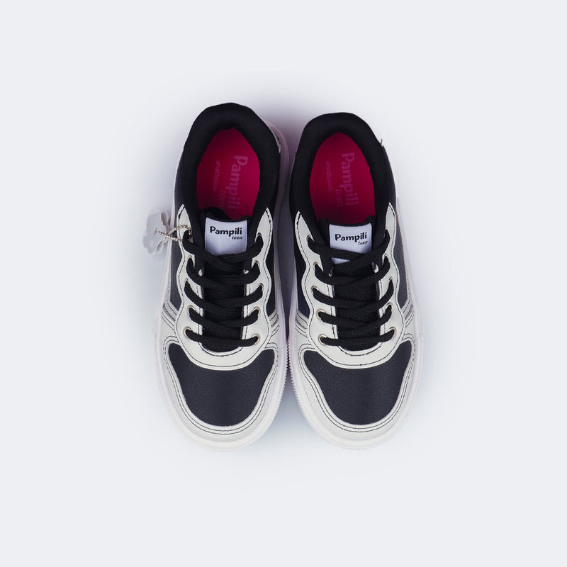 Tênis Infantil Feminino XT 25 com Chaveiro Prata Preto
