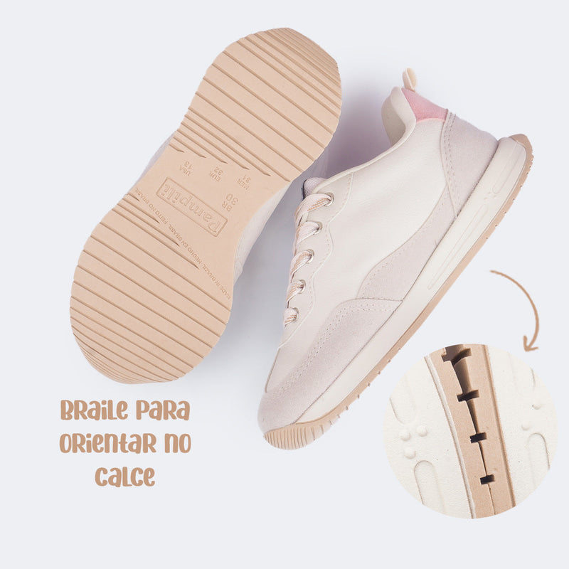 Tênis Infantil Feminino Zeal com Chaveiro Personalizado Bege