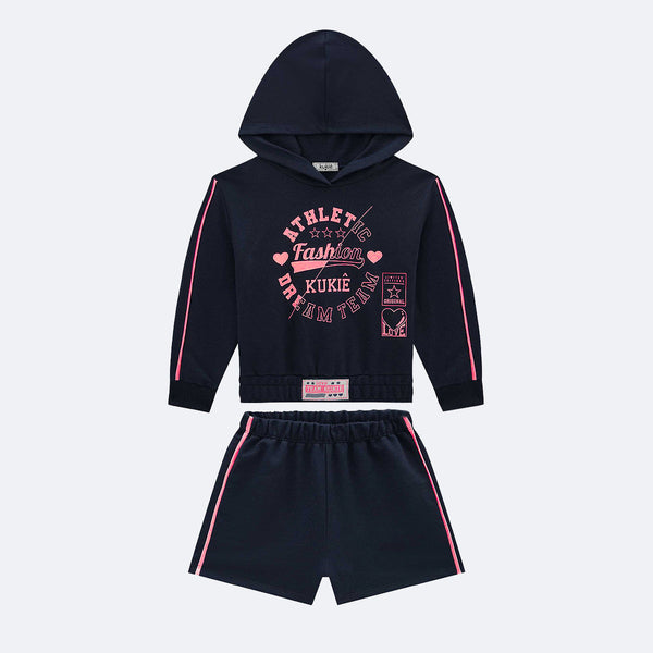 Conjunto Feminino Kukiê Moletom Esportivo Marinho