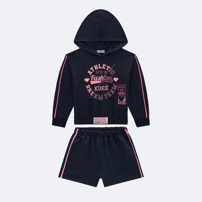 Conjunto Feminino Kukiê Moletom Esportivo Marinho