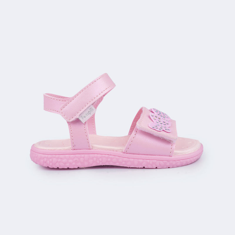 Sandália Infantil Pampili Bia Borboletas Rosa Claro