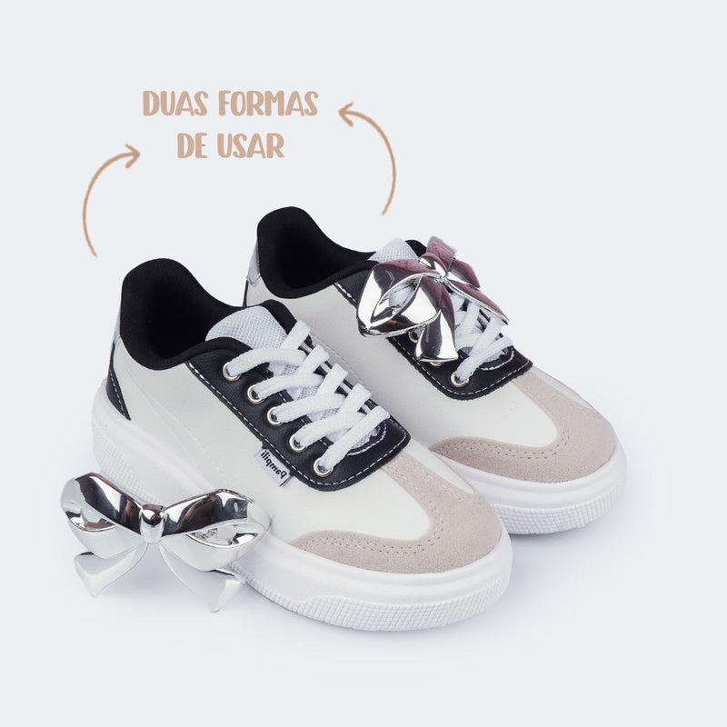 Tênis Infantil Feminino XP 24 Laço Cromado Preto