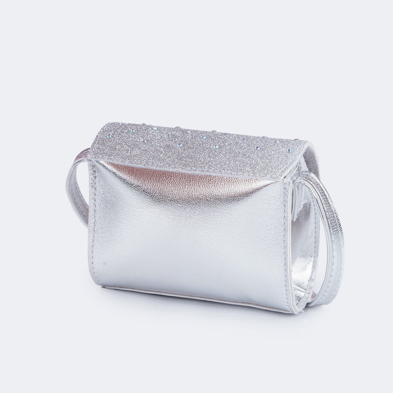 Bolsa Infantil Feminina Strass Prata
