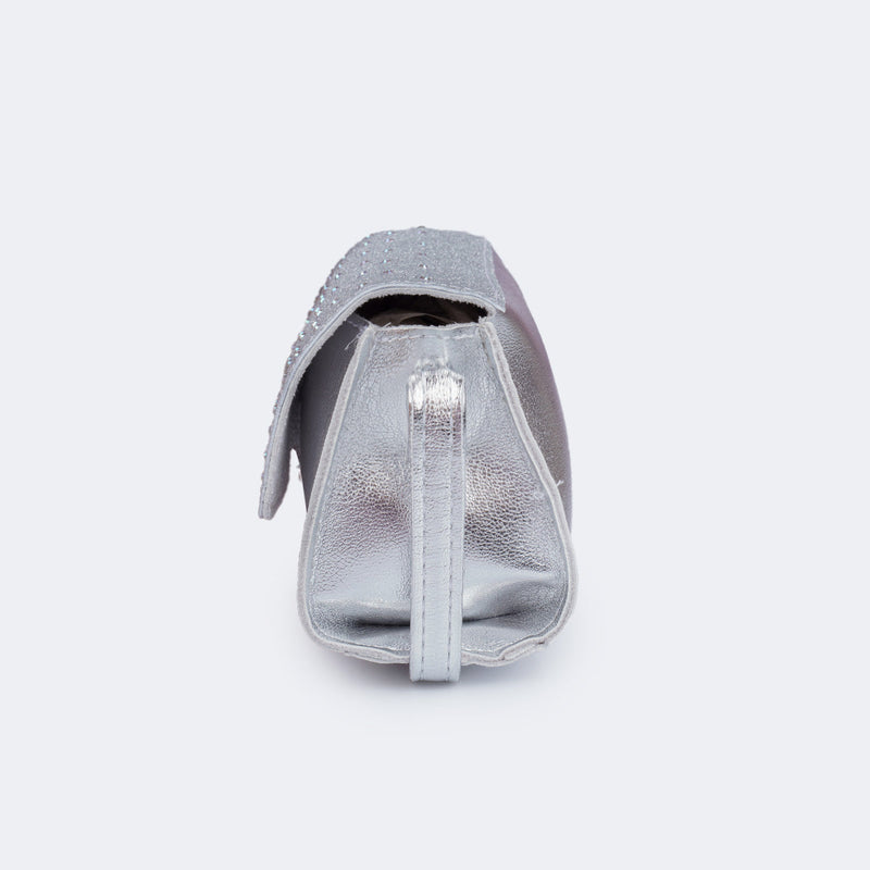 Bolsa Infantil Feminina Strass Prata