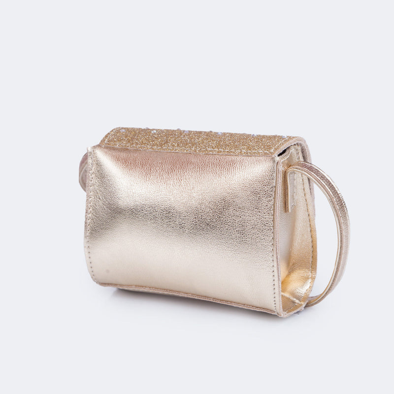 Bolsa Infantil Feminina Strass Dourada