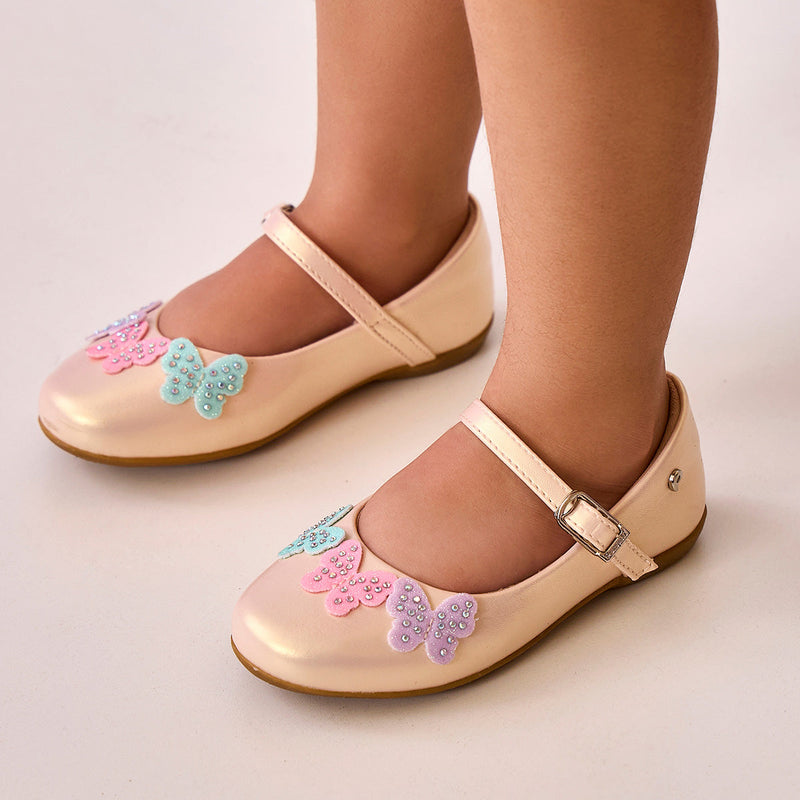 Sapatilha Infantil Pampili Bailarina Borboletas Nude